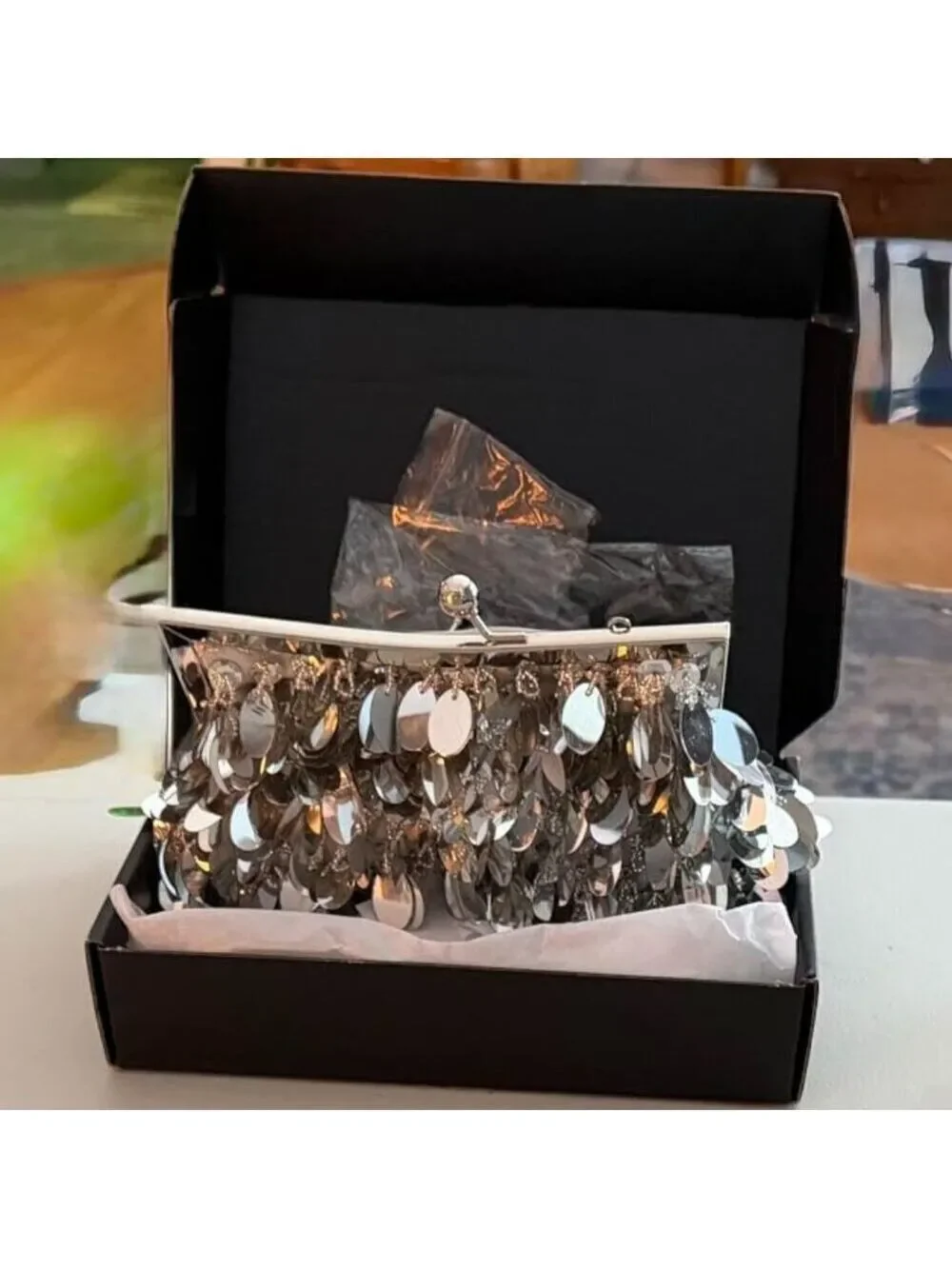 Sparkly  Silver Evening Clutch Purse for Women Elegant Sequined Party  Handbag